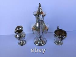 Sterling Silver Demitasse Coffee / Tea Set Moore & Hofman Hand Hammered C1930