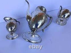 Sterling Silver Demitasse Coffee / Tea Set Moore & Hofman Hand Hammered C1930