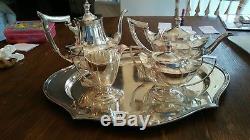 Sterling Silver GORHAM Plymouth Tea Set With Sheffield Serving Tray! Very Rare