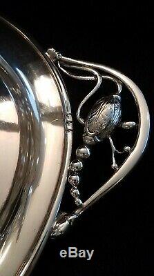 Sterling Silver Tea & Coffee Set With Sterling Tray In Manner Of Georg Jensen
