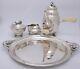 Sterling Silver Tea / Coffee Set With Tray Blossom Georg Jensen Style Danish