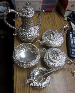 Sterling Silver Tea Set S. Kirk & Son Floral Repousse Coffee L@@k Trusted