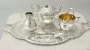 Sterling Silver Three Piece Bachelor Tea Service With Tray Antique Victorian Ac Silver A6132