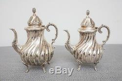 Sterling Silver Vintage Tea Set Teapot, Coffee Pot, Sugar, Creamer, Tray, 3705g