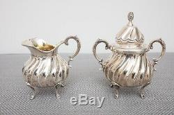 Sterling Silver Vintage Tea Set Teapot, Coffee Pot, Sugar, Creamer, Tray, 3705g