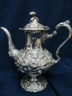 Stieff Hand Chased Sterling Extraordinary 1100 1/2 Heavy 5 Pce Tea Set Xlnt Cond