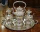 Stieff Rose Tea Set Sterling Silver 7 Piece 260 Oz Kettle On Stand! Repousse