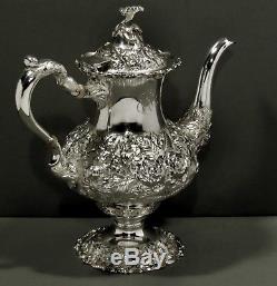Stieff Sterling Silver Tea Set 1948 HAND CHASED WEIGHS 55 OUNCES
