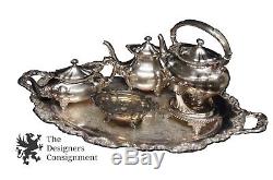 Stunning Gorham Silver Soldered Full Service 5 Piece Tea Coffee Set Repousse
