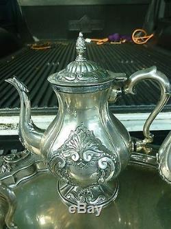Stunning Italian Milanese Sterling Silver Tea Coffee Set Weighing 124.34 Troy Oz