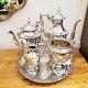 Stunning Victorian Silver Plated 4pc Tea Coffee Set And Tray Chased Trophy Shape