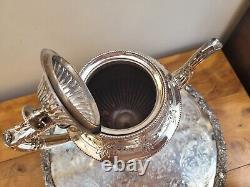 Stunning Victorian Silver Plated 4pc Tea Coffee Set and Tray Chased Trophy Shape