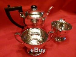 Stylish Art Deco 1937 Elkington Tea For Two 3 Piece Silver Tea Set