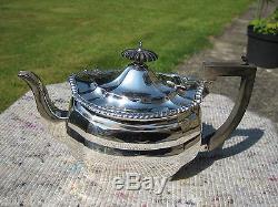 Superb Heavy Solid Silver And Gilt Edwardian 3 Piece Tea Set William Aitken 1905