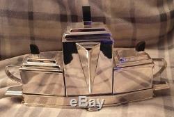 Superb Silver Plated Art Deco Style 4 Piece Coffee/Tea Set, Excellent Condition