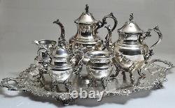 THEODORE B. STARR Silver on Copper 6 Piece Set withTray Teaset- Beautiful! VGC