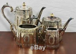 Tea & Coffee Set Silver Plated 1890s Georgian Style
