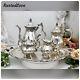 Tea Set Baroque Wallace Silver Older Silverplate Tray, Coffee, Tea, Creamer