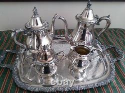 Tea Set Silver Plated Wallace La Reine / Gorham Tray Antique 5 Piece Set! EUC