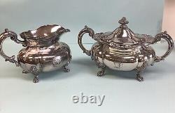 Tea Set and Tray 5 Piece Wilcox Silver Plate, Tray 29 L