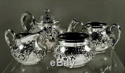 Theodore Starr Sterling Tea Set c1910 HAND DECORATED