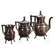 Three Piece Antique Silver Plated Clawfoot Tea Set C1890