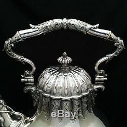 Tiffany & Co. Grosjean & Woodward 3pc. Kettle Tea Set Sterling Silver ca 1854
