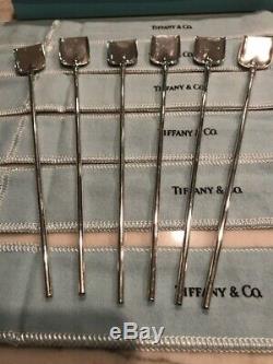 Tiffany & Co Sterling Silver Iced Tea Shovel Spoon Stirrer Straw Set of (6) Mint
