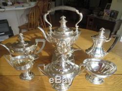 Tiffany & Co Sterling Silvertea Coffee Set6p With Standetched Floral3922 Gr