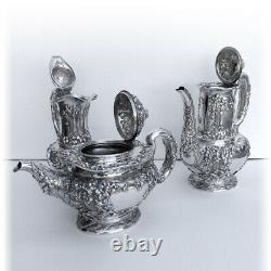 Tiffany Co Violet Repousse 8 Piece Tea Coffee Set Sterling Silver 1895