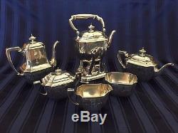 Tiffany Sterling Silver Hampton Engraved 6 Piece Tea and Coffee Set