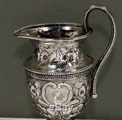 Tiffany Sterling Silver Tea Set c1865 HAND DECORATED STANDING EAGLE CREST