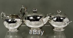 Tiffany Sterling Silver Tea Set c1865 HAND ENGRAVED CIVIL WAR ERA