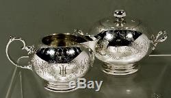 Tiffany Sterling Silver Tea Set c1865 HAND ENGRAVED CIVIL WAR ERA
