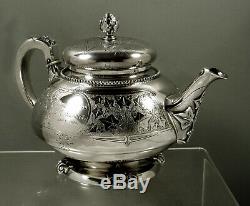 Tiffany Sterling Silver Tea Set c1870 Moorish Ivy 71 Oz