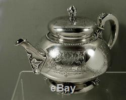 Tiffany Sterling Silver Tea Set c1870 Moorish Ivy 71 Oz