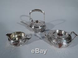 Tiffany Tea Set 5046 American Hand-Hammered Sterling Silver & Mixed Metal