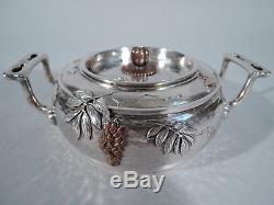 Tiffany Tea Set 5046 American Hand-Hammered Sterling Silver & Mixed Metal