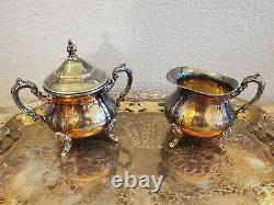 Towle Louis Philippe Silverplate Tea Set 5pc Coffee Teapot Creamer Sugar & Tray