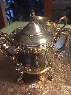 Towle SilverPlate Tea Coffee Creamer Sugar Service Set 5 Pieces Grand Duchess