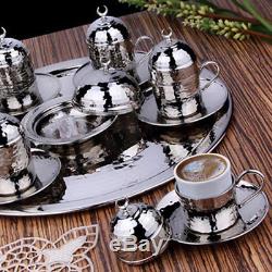 Turkish Arabic Coffee Tea Espresso Serving Set Hammered Handmade