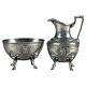 Two Piece Antique Figural Clawfoot Silver Plated Tea Set C1890