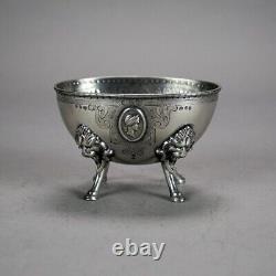 Two Piece Antique Figural Clawfoot Silver Plated Tea Set C1890