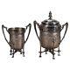 Two Piece Antique Footed Silver Plated Tea Set C1890