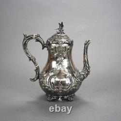 Two Piece Antique Footed Silver Plated Tea Set C1890