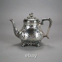 Two Piece Antique Footed Silver Plated Tea Set C1890