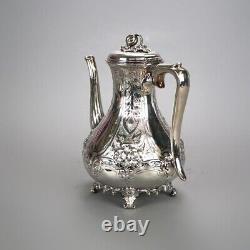 Two Piece Antique Footed Silver Plated Tea Set C1890