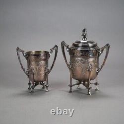 Two Piece Antique Footed Silver Plated Tea Set C1890