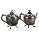 Two Piece Antique Silver Plated Clawfoot Tea Set C1890