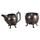 Two Piece Antique Silver Plated Clawfoot Tea Set C1890